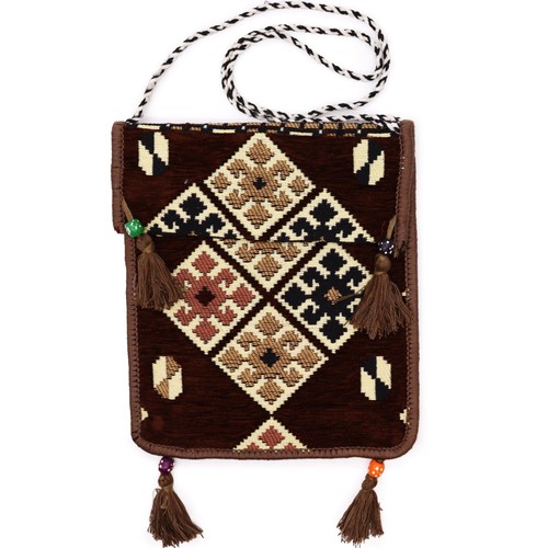Chocolate kilim messenger - kilim,