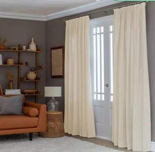 Habitat Herringbone Lined pencil pleat Curtain Cream 229 x 229cm - see desc