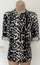 Collection Debenhams Black Animal Print Stretch Jersey Roll Sleeve Top Size 12