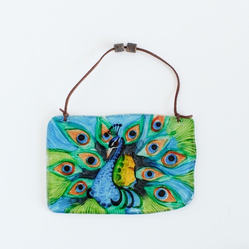 Painted peacock hanging - painted,
