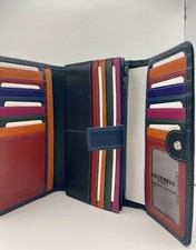 Leather Purse Real Navy Blue