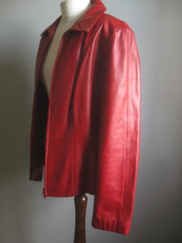 Red leather jacket coat - red,