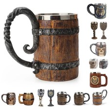 Viking Tankard Mug Stainless Steel Liner Medieval Beer Stein Resin Holidays Gift