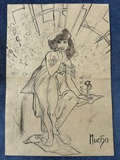 Alfons Mucha drawing and