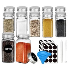 12Pcs Glass Spice Jars Set