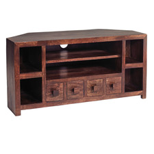 Corner TV Unit Dark Mango Wood
