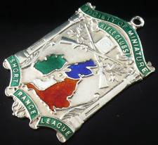 Sterling Silver Enamel Pocket Watch Fob Medal Large, Miniature Rifle Clubs 1939