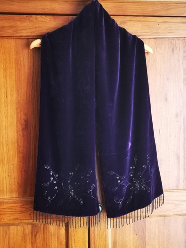 Deep purple velvet shawl wrap - deep,