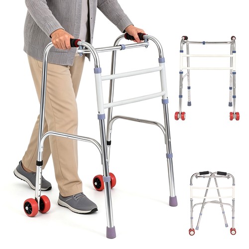 Folding walking frame with - frame,