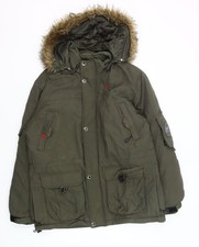 Ecko Men’s Green XL Winter Parka Jacket with Faux Fur Hood
