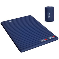 Outsunny Portable Inflatable Camping Bed with Double Mattress Navy Blue