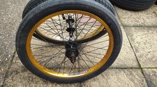 BMX gold 20 inch wheels pair: Front: Alienation 406x25.6  & Rear: Shining 406x23