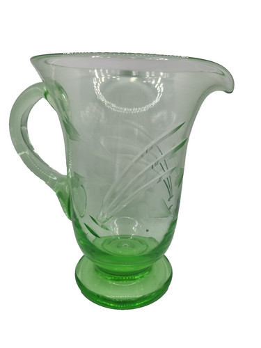 Vintage green glass jug vase - glass,