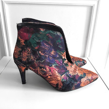 Primark multicoloured floral tapestry unusual slip on ankle boots Sz UK 5 / EU38