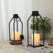 2pcs Black Iron Lantern Candle