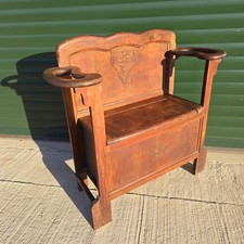 Vintage Oak Hall Bench Seat Storage Compact Monks Bench Needing Restoration