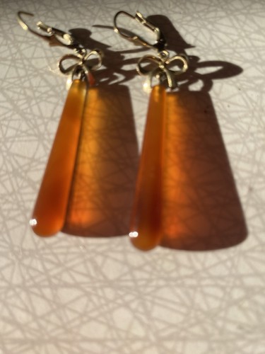 Amber drop earrings with - earrings,