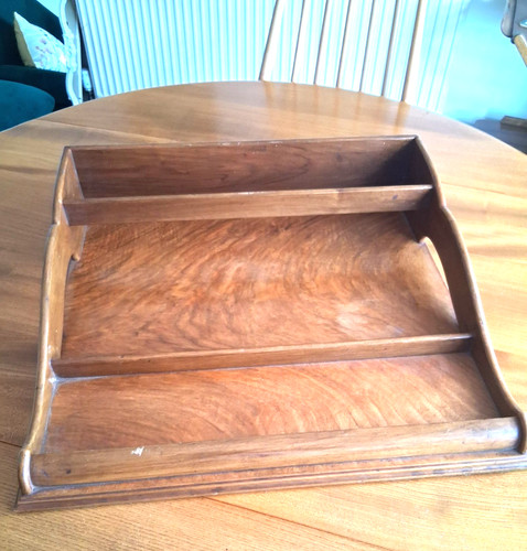 Walnut veneered segmented desk