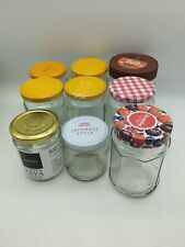 9 Empty Jars Various Sizes Clear Clean Glass with Lids Chutney Craft 