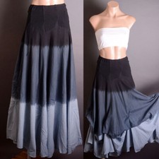 Gray Ombre Victorian Goth Steampunk Gypsy Bustle Petticoat Bubble Long Skirt