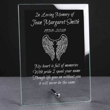 Memorial Glass Plaque Angel