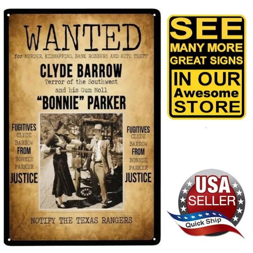 Tin sign wanted bonnie - sign,