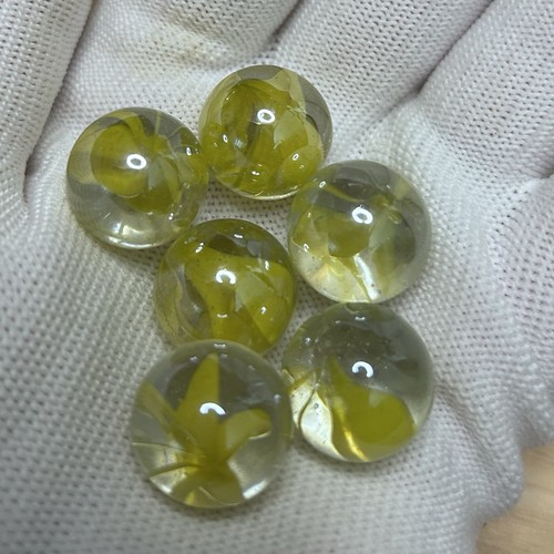 Vtg marbles clear with yellow - clear,