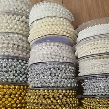 Elegant Pearl Bead Chain String 4mm/6mm/8mm Round Ball Trim Ribbon Per 1 Metre