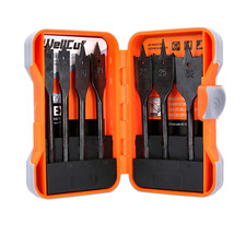 WellCut WC-FB7B Black Edition 10-32mm Flat Wood Drill Spade Bit Set with 7 Piece
