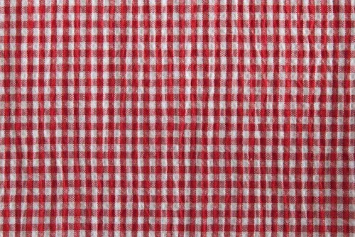 Red gingham seersucker fabric - seersucker,