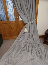 HUGE Grey Interlined DOOR Curtain.  103 Inch Drop x 104 Inches Wide. Blackout