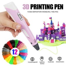 3D Printing Pen Set Doodle Printer Drawing 12 Colours PLA Filament Gift For Kids