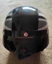 VCAN H589 V537 OPEN FACE RETRO MOD SCOOTER MOTORCYCLE HELMET UNION BLACK JACK