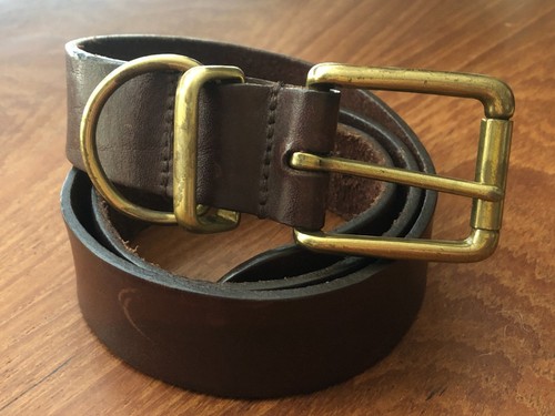 Vintage brown leather belt - leather,