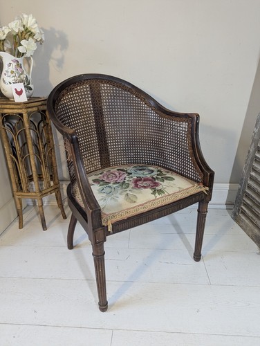 Bergere cane armchair curved - armchair,