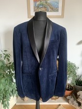 Zara Man Navy Blue Velvet Blazer Jacket Tuxedo Men Dinner Evening Tux - Size 46