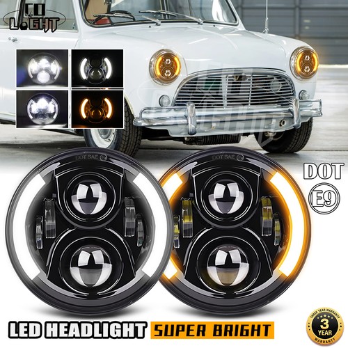 Pair round black led - round,