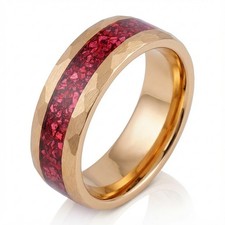 Ruby ring hammered tungsten - ring,,
