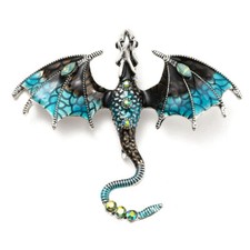 Dragon brooch rhinestone - dragon, w