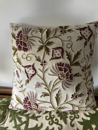 Large hand embroidered - large, crewel