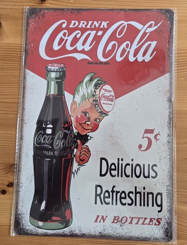 Coca cola metal drinks sign - metal,
