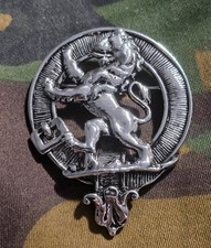 Lion Rampant Clan Crest Pewter Cap Badge Brooch