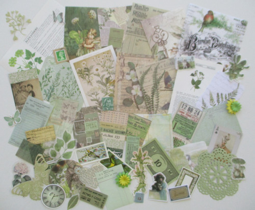 Green vintage paper ephemera - vintage,