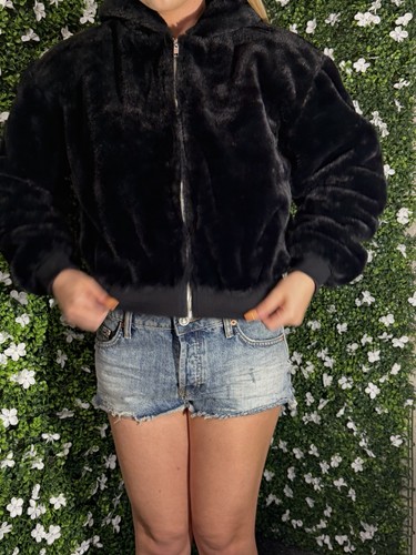 Faux fur black - faux, zip