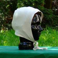 Women Men Garb Medieval Reenactment Coif Linen White Natural