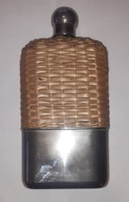 Wicker Bound Glass Hip Flask