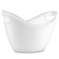 Ice Bucket with Handles Plastic White Lightweight Party Beverage Cooler Tub 2.8L