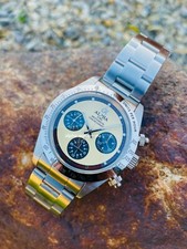 Alpha mechanical chronograph men's watch display back