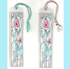 Art Deco Rennie Mackintosh Rose Bookmark Floral Pink Blue Card Gifts *LAST ONES
