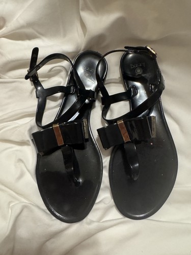 Black jelly thong sandals gold - thong,